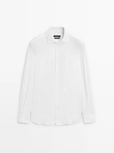 Massimo Dutti Camisa Strech Slim Fit In White