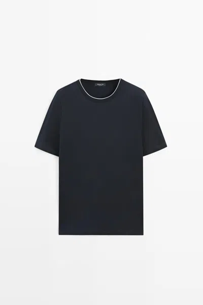 Massimo Dutti Camiseta Cuello Contraste In Multi