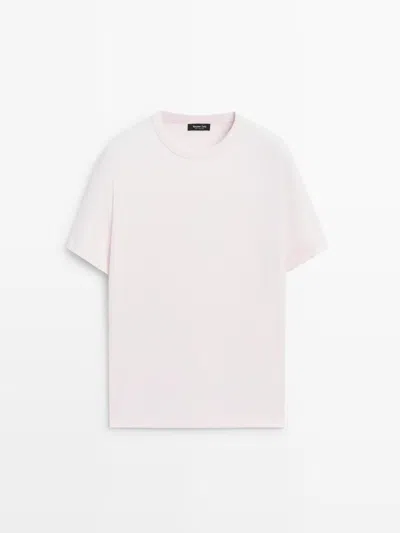 Massimo Dutti Camiseta Manga Corta 100% Algodón In Pink