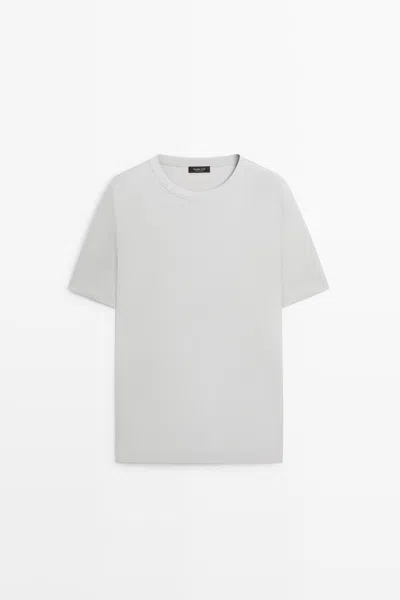 Massimo Dutti Camiseta Manga Corta 100% Algodón In White
