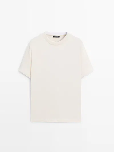 Massimo Dutti Camiseta Manga Corta 100% Algodón In Neutral
