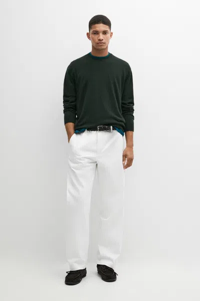 Massimo Dutti Camisola De Malha Decote Redondo 100% Caxemira In Green