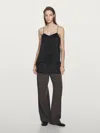 Massimo Dutti Camisole Top With Lace Detail In Black