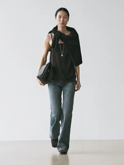 Massimo Dutti Camisole Top With Lace Detail In Black