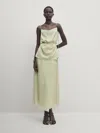 Massimo Dutti Top In Lingerie-optik Mit Zierschleifen In Limettengrün