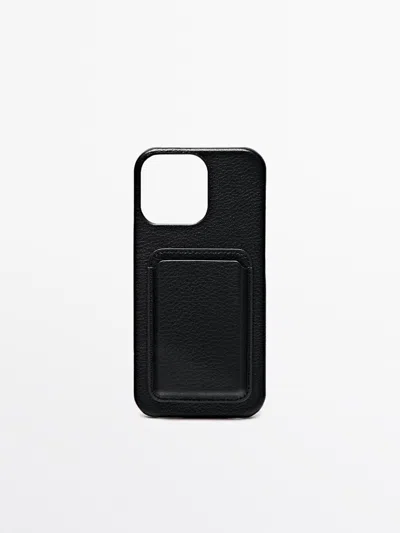 Massimo Dutti Capa De Iphone Pro Max Em Pele Napa In Black