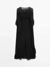 Massimo Dutti Cape Dress With Ruffles In Black