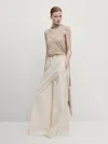 Massimo Dutti Cape-stricktop Aus Leinenmischgewebe In Sand