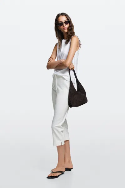 Massimo Dutti Capri Denim Pants In White