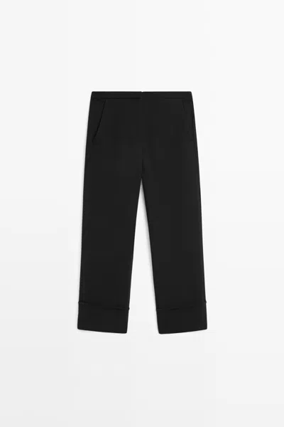 Massimo Dutti Pantalón Capri Con Dobladillo In Negro