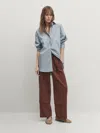 Massimo Dutti Workwear-hose Mit Schlitzen In Granatrot