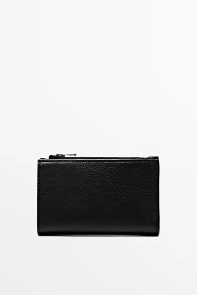 Massimo Dutti Carteira Em Pele Napa In Preto
