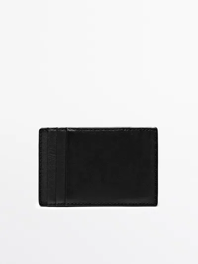 Massimo Dutti Cartera Vertical Magic" Piel Napa" In Black