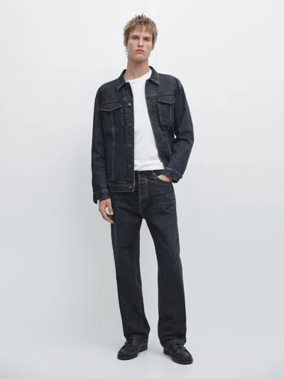 Massimo Dutti Casaco De Ganga Com Pormenor Na Gola In Black