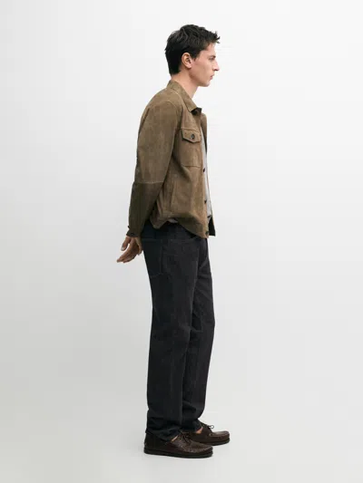 Massimo Dutti Casaco De Pele Com Bolsos E Efeito Desgastado In Black