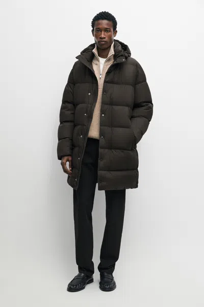 Massimo Dutti Hooded Down Jacket In Cinzento
