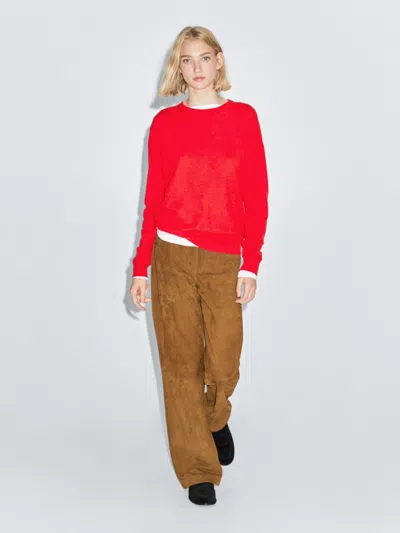 Massimo Dutti Cashmere Knit Sweater With A Crew Neck In Red