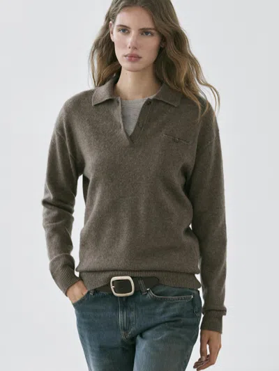 Massimo Dutti Cashmere Sweater With Pocket Detail In Gray