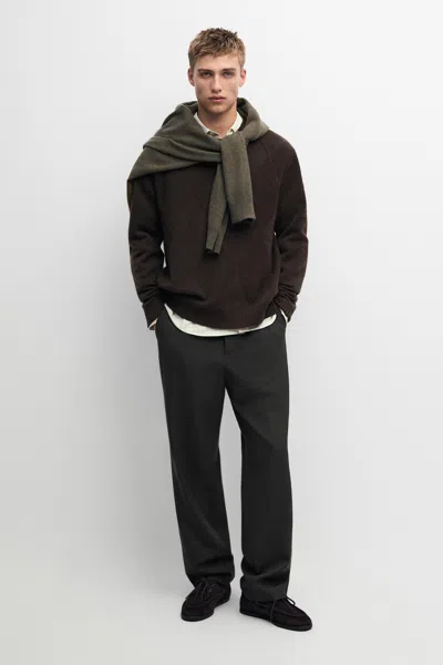 Massimo Dutti Cashmere Wool Blend Knit Crew Neck Sweater In 0-923