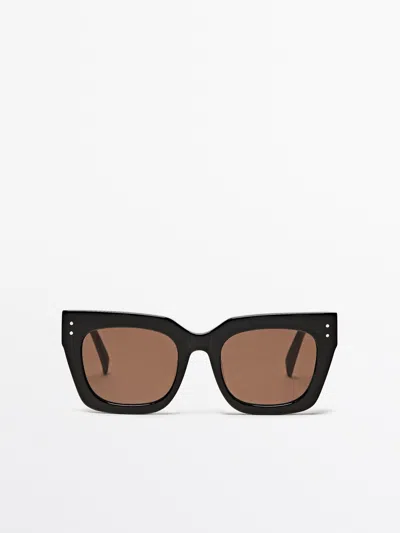 Massimo Dutti Cateye Sunglasses In Black