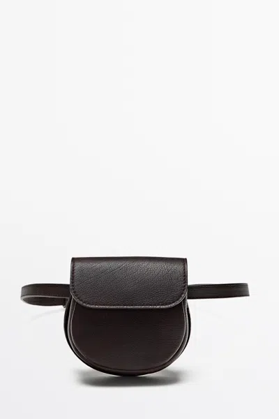 Massimo Dutti Ceinture Sac En Cuir Nappa In Marron