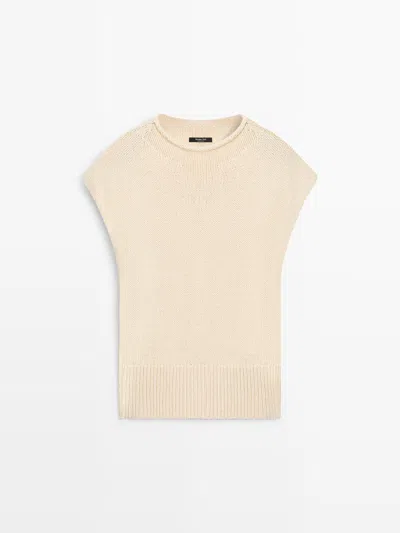 Massimo Dutti Chaleco De Punto Mezcla Algodón In Pink
