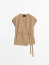 Massimo Dutti Chaleco Tipo Kimono Largo Cruzado In Brown