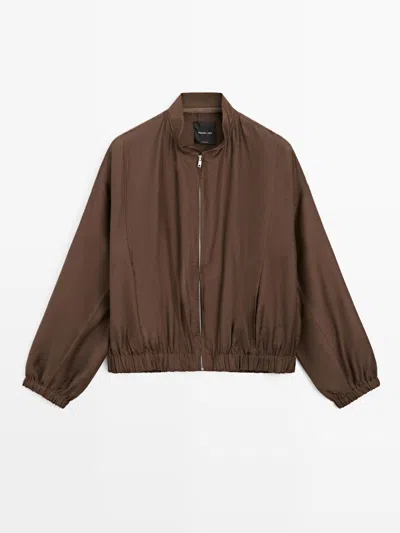 Massimo Dutti Chaqueta Bomber Fluida In Brown