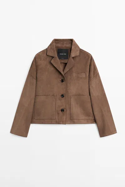 Massimo Dutti Chaqueta Fluida Piel Ante In Brown