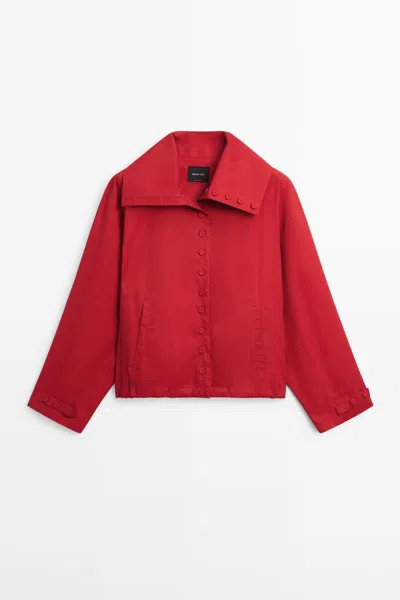 Massimo Dutti Chaqueta Ligera Detalle Botones Algodón In Red
