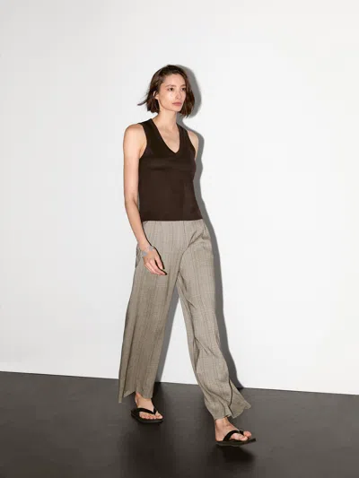 Massimo Dutti Check Print Suit Trousers In Neutral