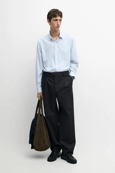 Massimo Dutti Camisa Regular Fit Com Detalhe Aos Quadrados In White