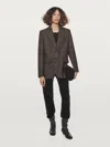 Massimo Dutti Check Wool Blend Blazer In Brown