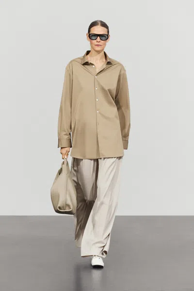 Massimo Dutti Chemise En Popeline 100 % Coton In Verdâtre