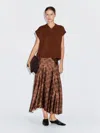 Massimo Dutti Chequered Print Midi Skirt In Brown