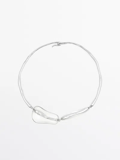 Massimo Dutti Choker Necklace With Pieces In Silver