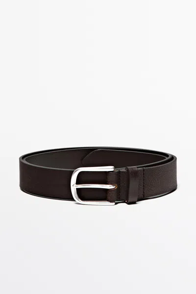 Massimo Dutti Cintura In Pelle Nappa Effetto Vissuto In Marrone