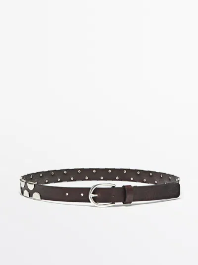 Massimo Dutti Cinturón Apliques Piezas Metálicas In Brown
