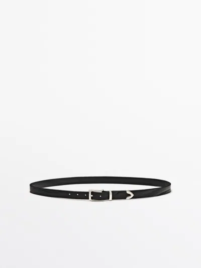 Massimo Dutti Cinturón Detalle Puntera Piel Napa In Black