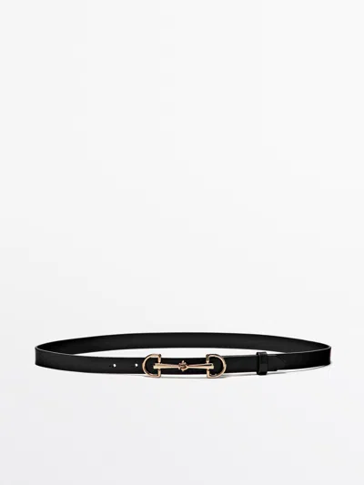Massimo Dutti Cinturón Ecuestre Piel Napa In Black