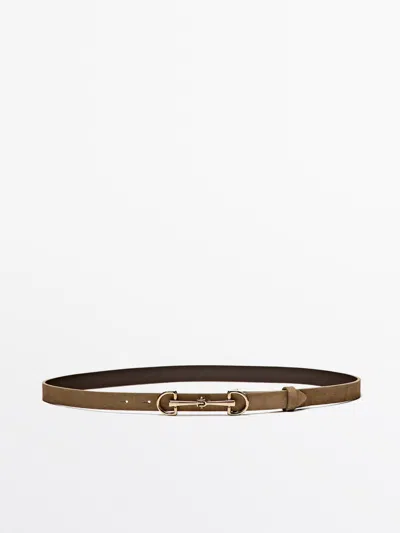 Massimo Dutti Cinturón Ecuestre Piel Serraje In Sand