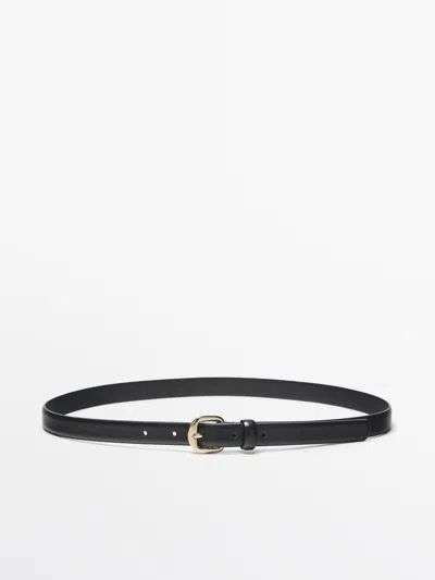 Massimo Dutti Cinturón Hebilla Arqueada Piel In Black