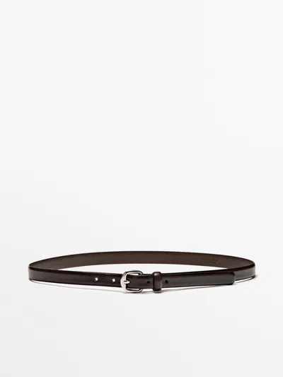 Massimo Dutti Cinturón Hebilla Arqueada Piel In Brown