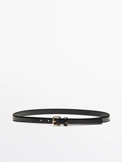 Massimo Dutti Cinturón Hebilla Cuadrada Piel In Black