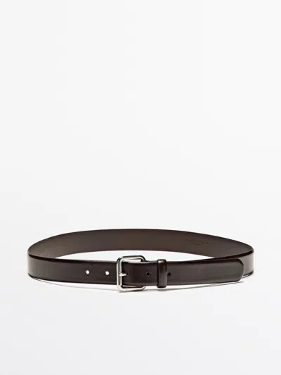 Massimo Dutti Cinturón Hebilla Cuadrada Piel In Black