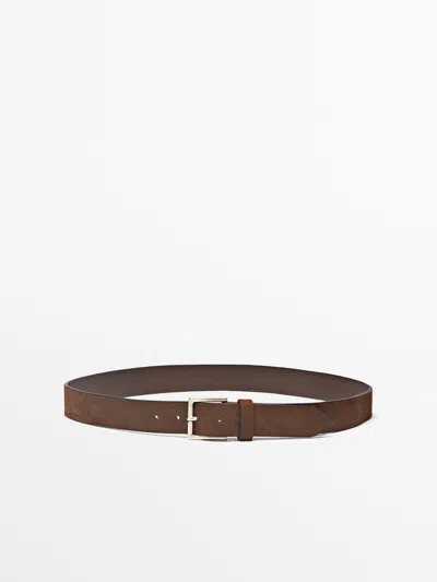 Massimo Dutti Cinturón Hebilla Cuadrada Piel In Brown