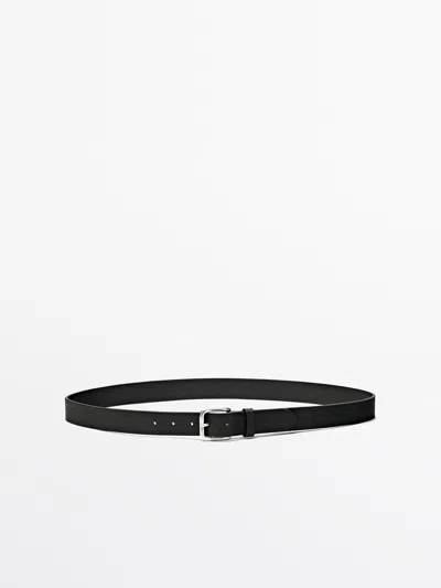 Massimo Dutti Cinturón Hebilla Cuadrada Piel Napa In Black