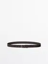 Massimo Dutti Cinturón Hebilla Rectangular Piel Napa In Brown