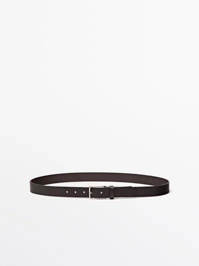 Massimo Dutti Cinturón Hebilla Rectangular Piel Napa In Brown