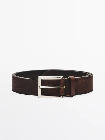 Massimo Dutti Cinturón Piel Desgastada In Neutral